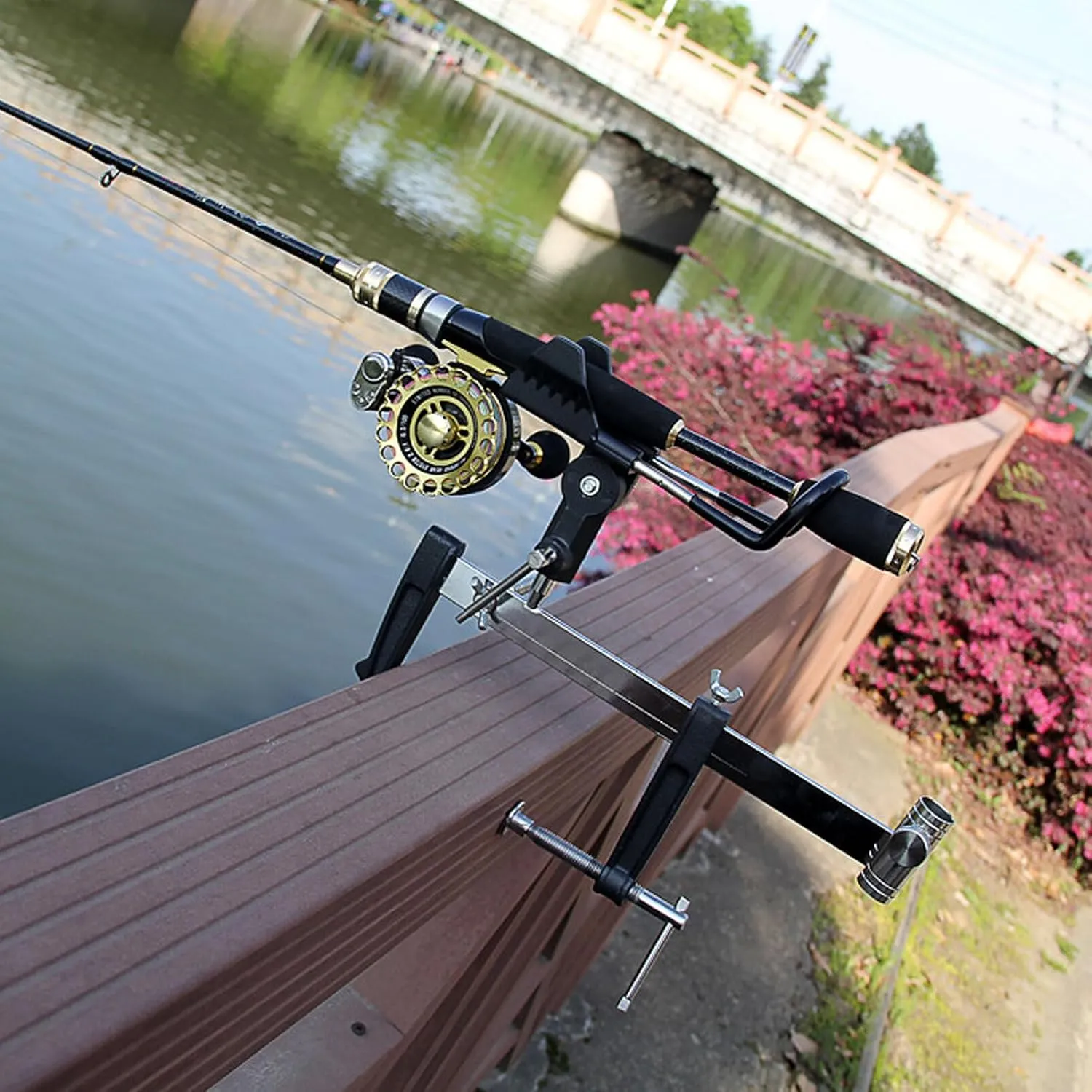 BESPORTBLE Fishing Pole Holder for Boat: 360 Degree Adjustable Fishing Rod Racks Folding Holder with 23cm Large Clamp Opening for Canoe Kayak Marine