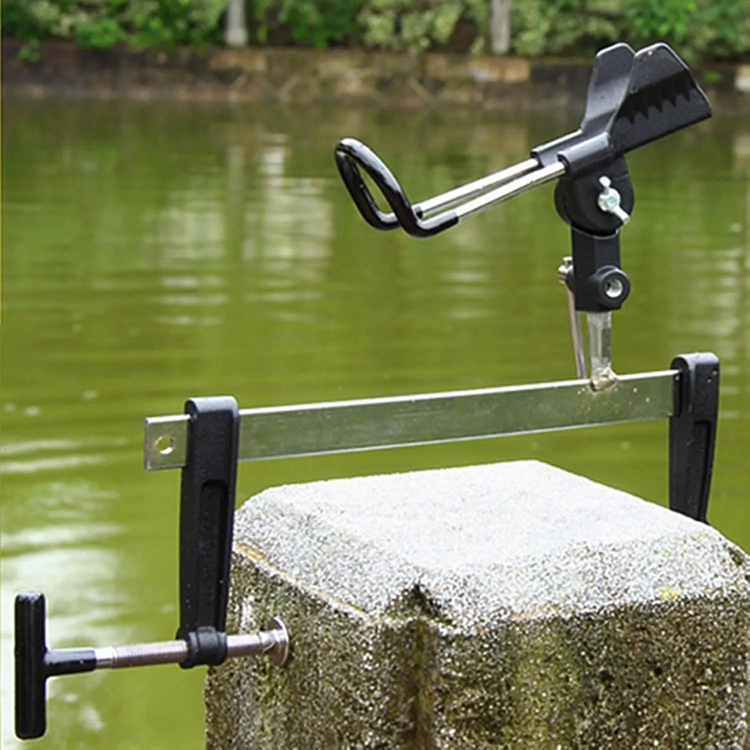 BESPORTBLE Fishing Pole Holder for Boat: 360 Degree Adjustable Fishing Rod Racks Folding Holder with 23cm Large Clamp Opening for Canoe Kayak Marine