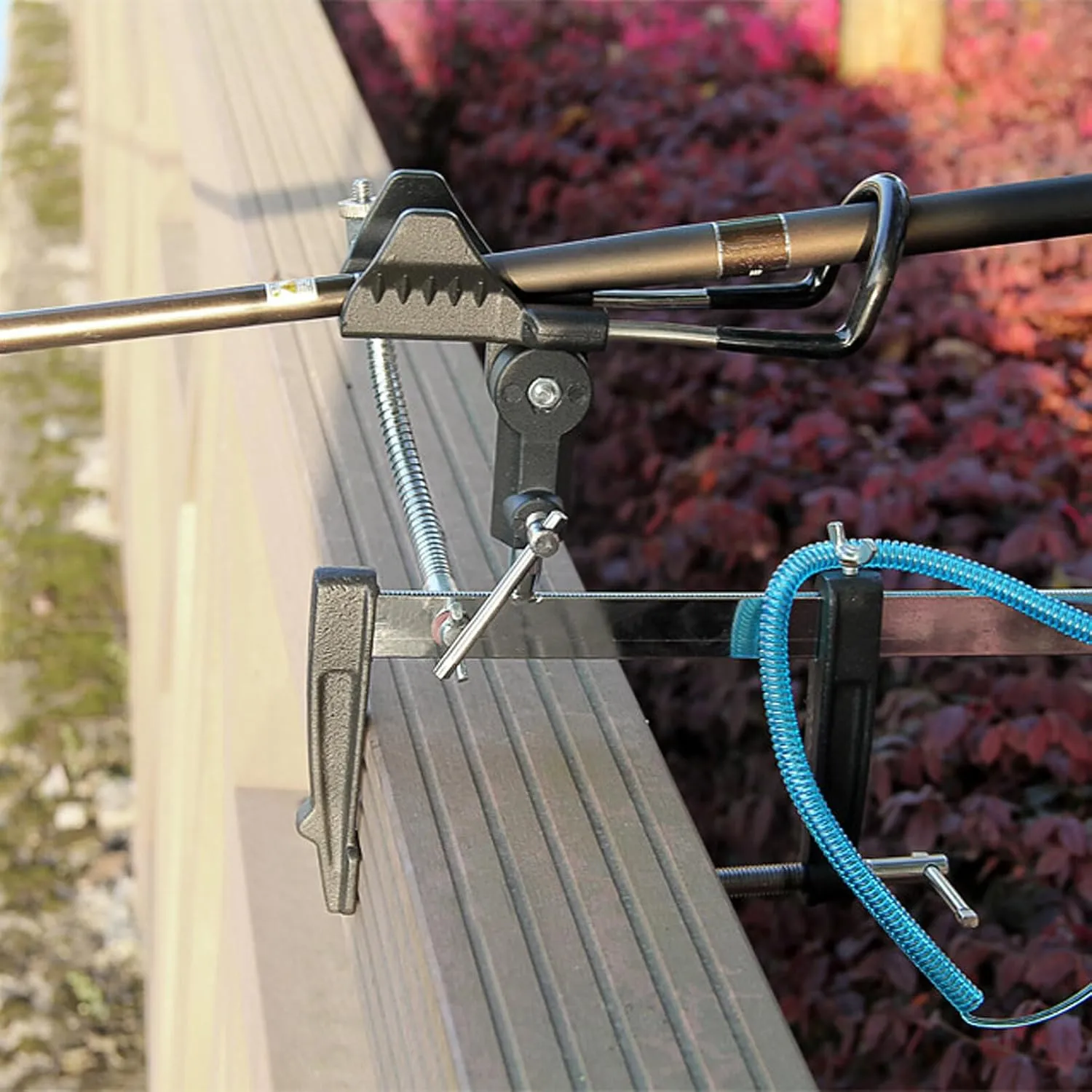BESPORTBLE Fishing Pole Holder for Boat: 360 Degree Adjustable Fishing Rod Racks Folding Holder with 23cm Large Clamp Opening for Canoe Kayak Marine