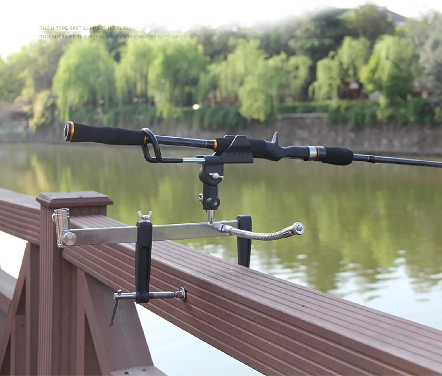 BESPORTBLE Fishing Pole Holder for Boat: 360 Degree Adjustable Fishing Rod Racks Folding Holder with 23cm Large Clamp Opening for Canoe Kayak Marine