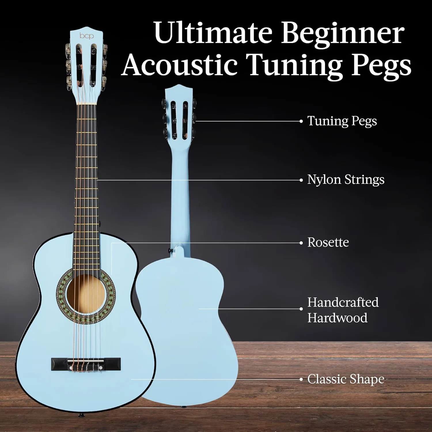 Best Choice Products 30in Kids Acoustic Guitar, All-in-One Beginner Starter Kit w/Strap, Case, Extra Strings, Rosette Inlay - Light Blue