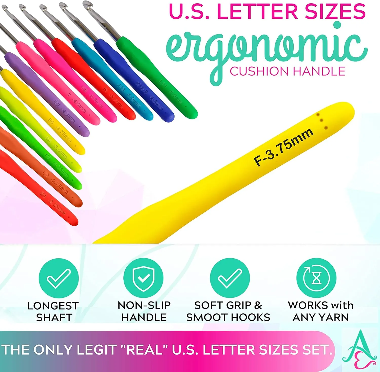 Best Crochet Hook Set with Ergonomic Cushioned Handles for Extreme Comfort. Perfect Crochet Hooks for Arthritic Hands, Smooth Knitting Needles for Superior Results & Knitting Accessories
