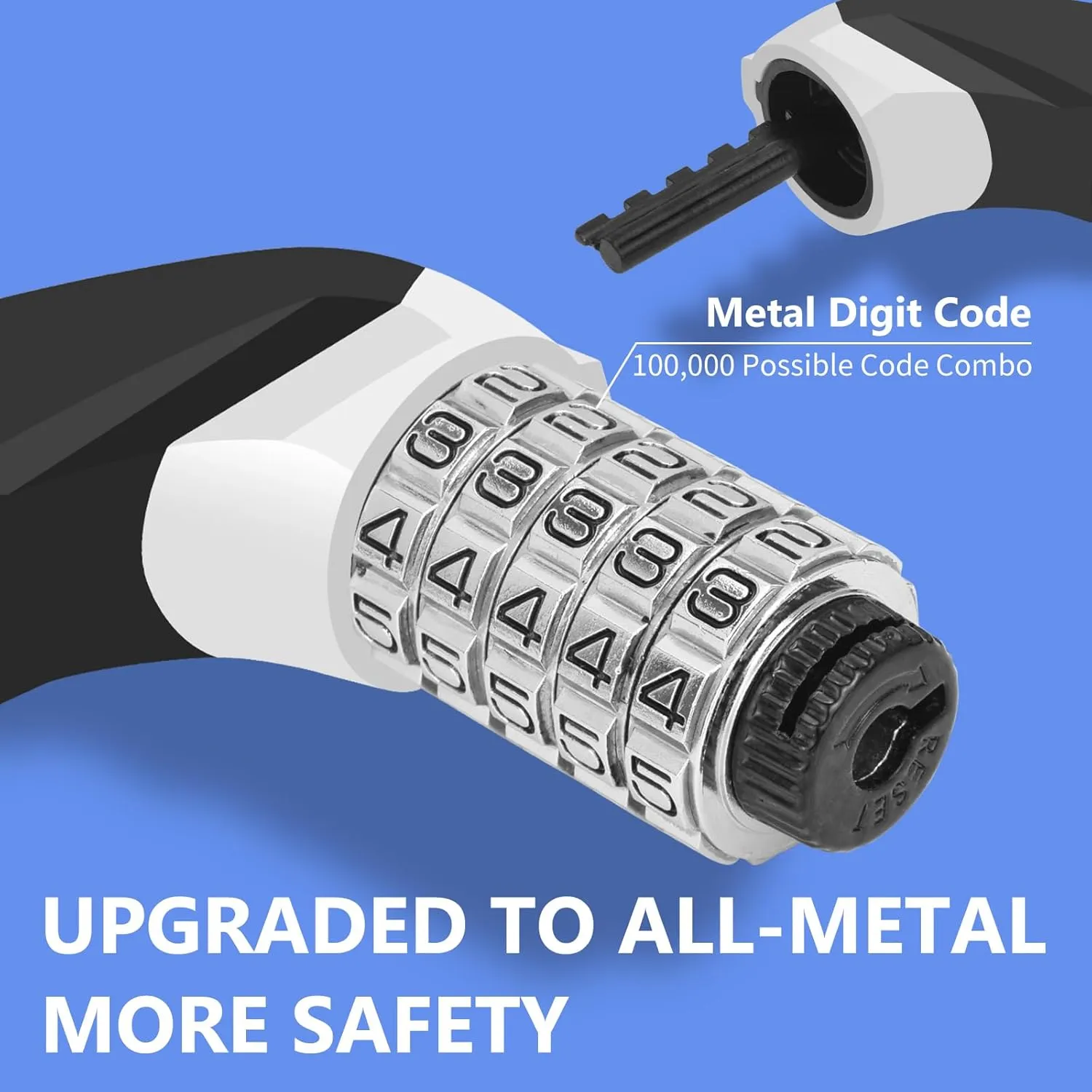 Bike Lock Upgrade Metal Digital Dials 3 ft Long High Security Heavy Duty Anti Theft Bike Chain Lock, 5 Digit Combination Keyless Bicycle Lock for Bike/Electric Scooter/Ebike/Motorcycle