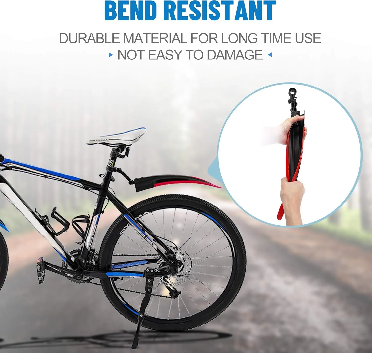 Bike Mudguard Set with 8M DIY Reflective Tape, 2 Parts-Universal Full Cover Thicken Widen Bicycle Fender Set, Front/Rear Mud Guards Fit for 20"/22"/24"/26" MTB Mountain Road Bike Riding Cycling