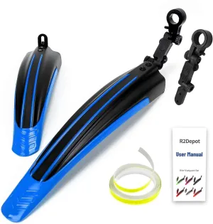 Bike Mudguard Set with 8M DIY Reflective Tape, 2 Parts-Universal Full Cover Thicken Widen Bicycle Fender Set, Front/Rear Mud Guards Fit for 20"/22"/24"/26" MTB Mountain Road Bike Riding Cycling