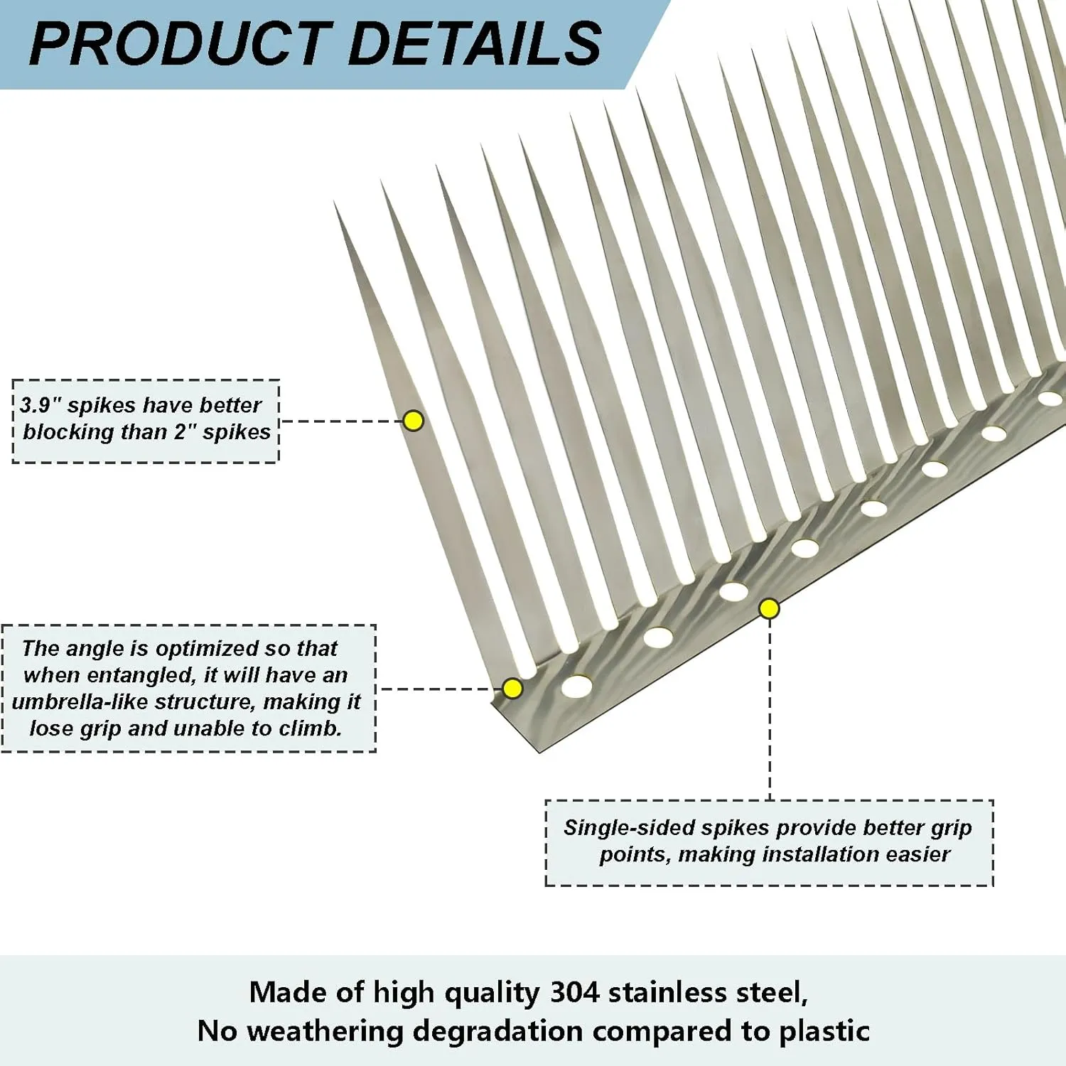 Bird Spikes, Outdoor Squirrel Spikes, Squirrel Baffles for Bird Feeder Poles, Avoid Climbing Garden Fences and Fruit Trees. (120 inches)