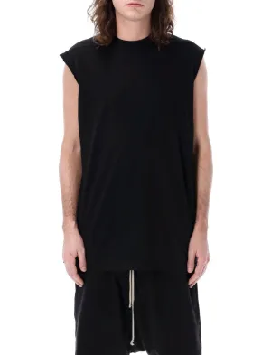 Black Sleeveless Tarp  Tee With Dropped Armholes