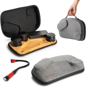 BlueBus Blaze Bamboo Wood Rolling Tray Set with Carved Compartments for Accessories, Table Tray, and Smell Proof Bag - Bamboo Wooden Rolling Tray-Large Rolling Trays Rolling Set(No Ashtray, with Lamp)