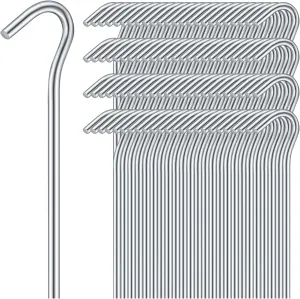 Blulu 100 Pcs Metal Tent Stakes Heavy Duty 7" Galvanized Stakes Metal Ground Tent Pegs Nail Spike Garden Stakes for Garden Fence Edging Tarp Canopy Outdoor Christmas Decorations