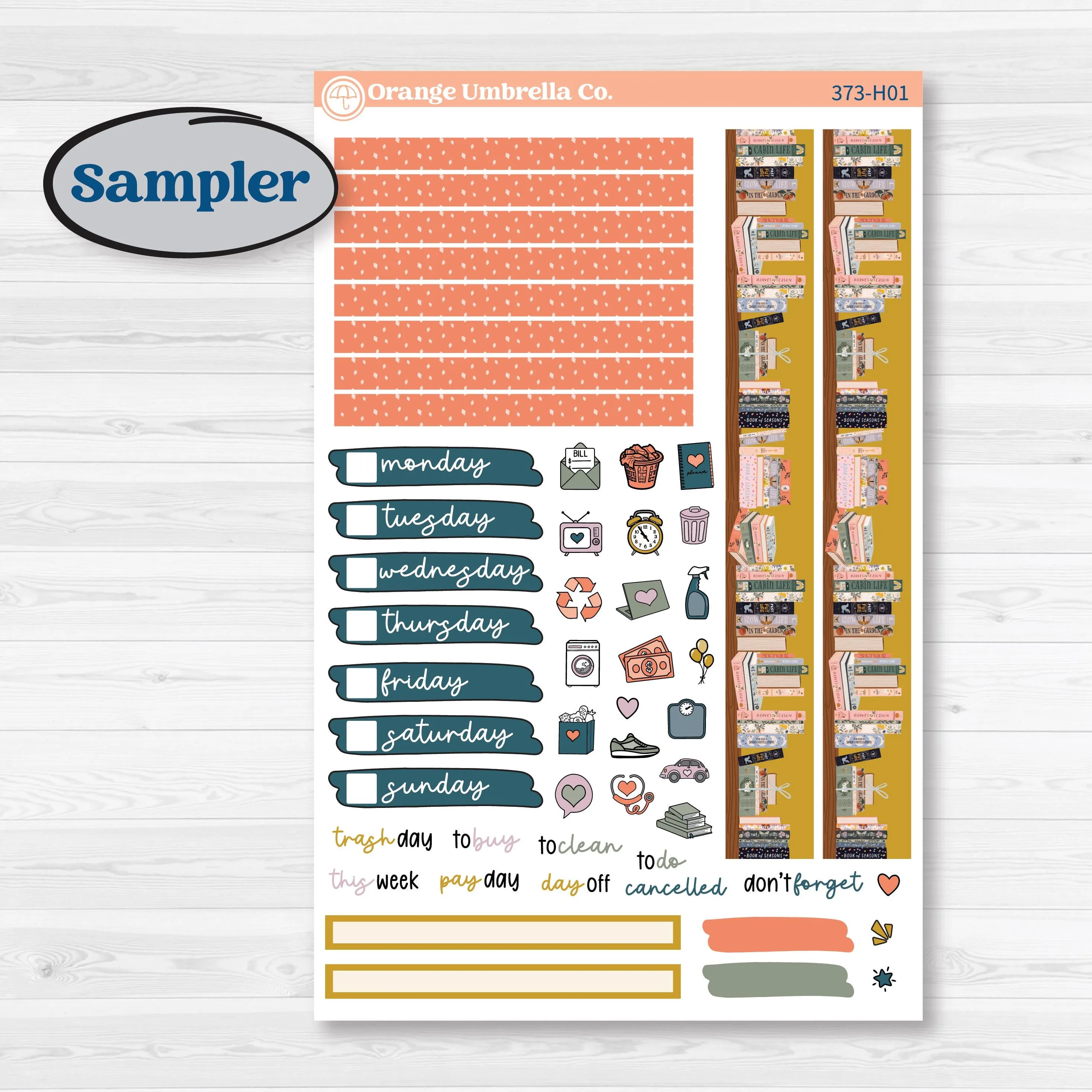Book Reading Kit | 7x9 Compact Vertical Planner Kit Stickers | Turn The Page | KIT-373-H