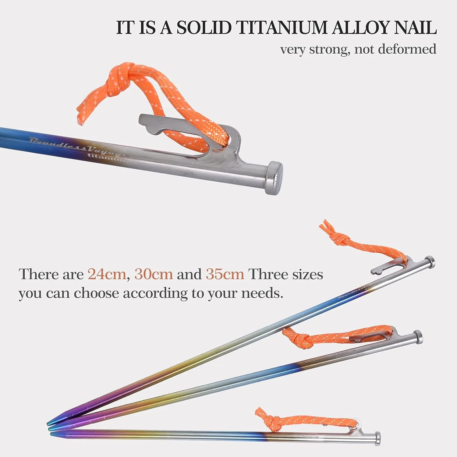 Boundless Voyage 6pcs/lot Titanium Alloy Tent Pegs Outdoor Camping Awning Tent Stakes Lightweight Hiking Climbing Tent Nail 24cm/30cm/35cm