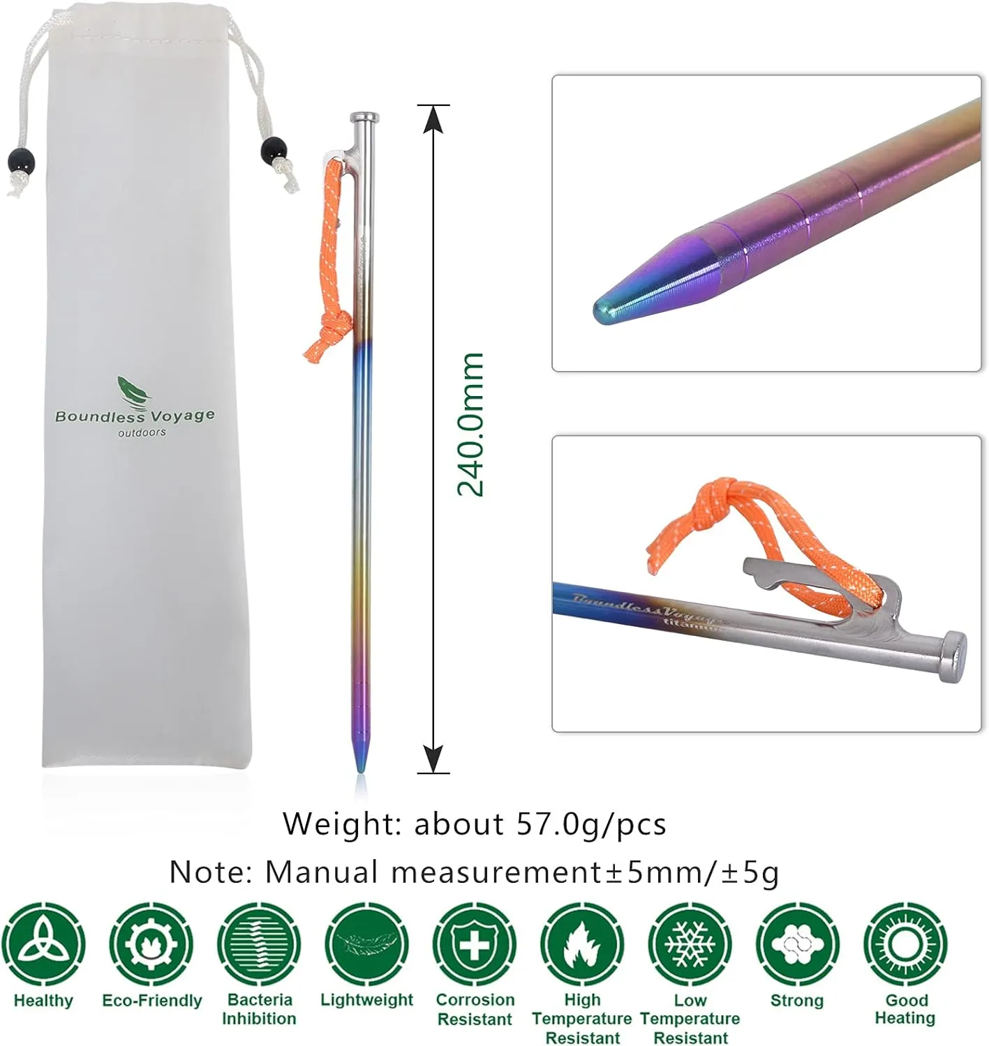 Boundless Voyage 6pcs/lot Titanium Alloy Tent Pegs Outdoor Camping Awning Tent Stakes Lightweight Hiking Climbing Tent Nail 24cm/30cm/35cm