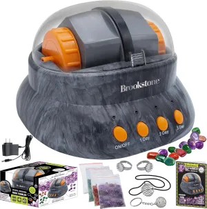 Brookstone Rock Tumbler and gem Stone Creation Kit for Kids with Rocks & Jewelry Making Supplies Included