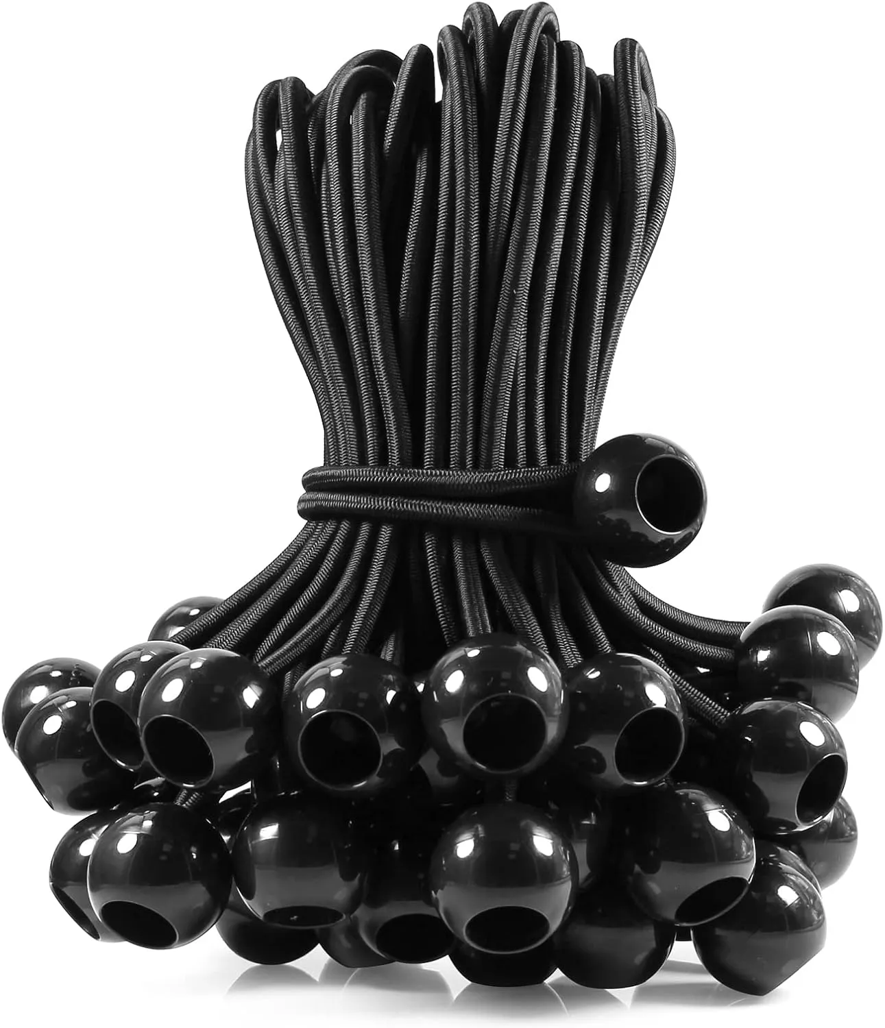 Bungee Balls 6 Inch,Black Bungee Cord for Canopy Tarp, UV Resistant,50-Piece