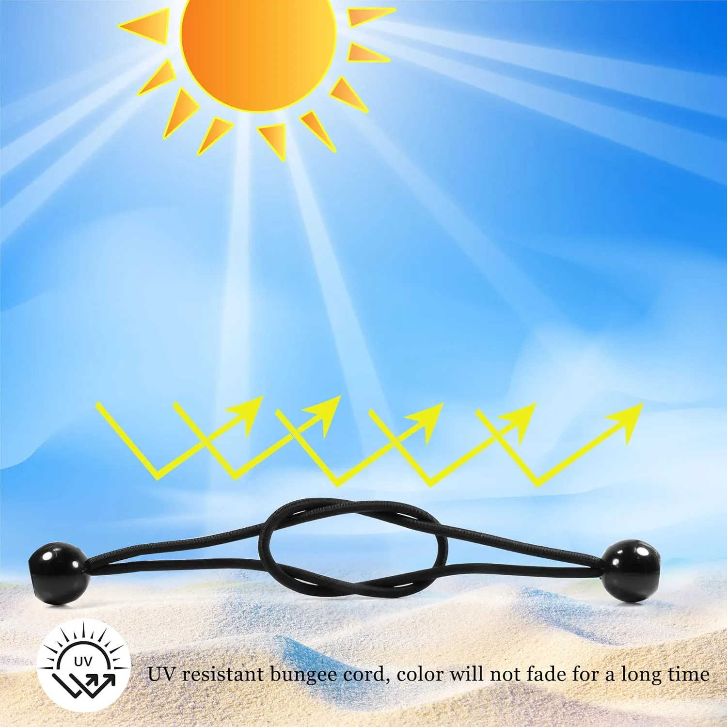 Bungee Balls 6 Inch,Black Bungee Cord for Canopy Tarp, UV Resistant,50-Piece