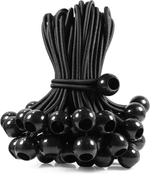 Bungee Balls 6 Inch,Black Bungee Cord for Canopy Tarp, UV Resistant,50-Piece