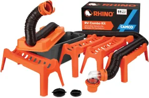 Camco Rhino Ultimate 20' RV Sewer Hose Kit — All-in-One Sewer Hose Solution — 11-Piece Combo Kit Includes Storage Box for Nesting Support & Camper Organization (43075)