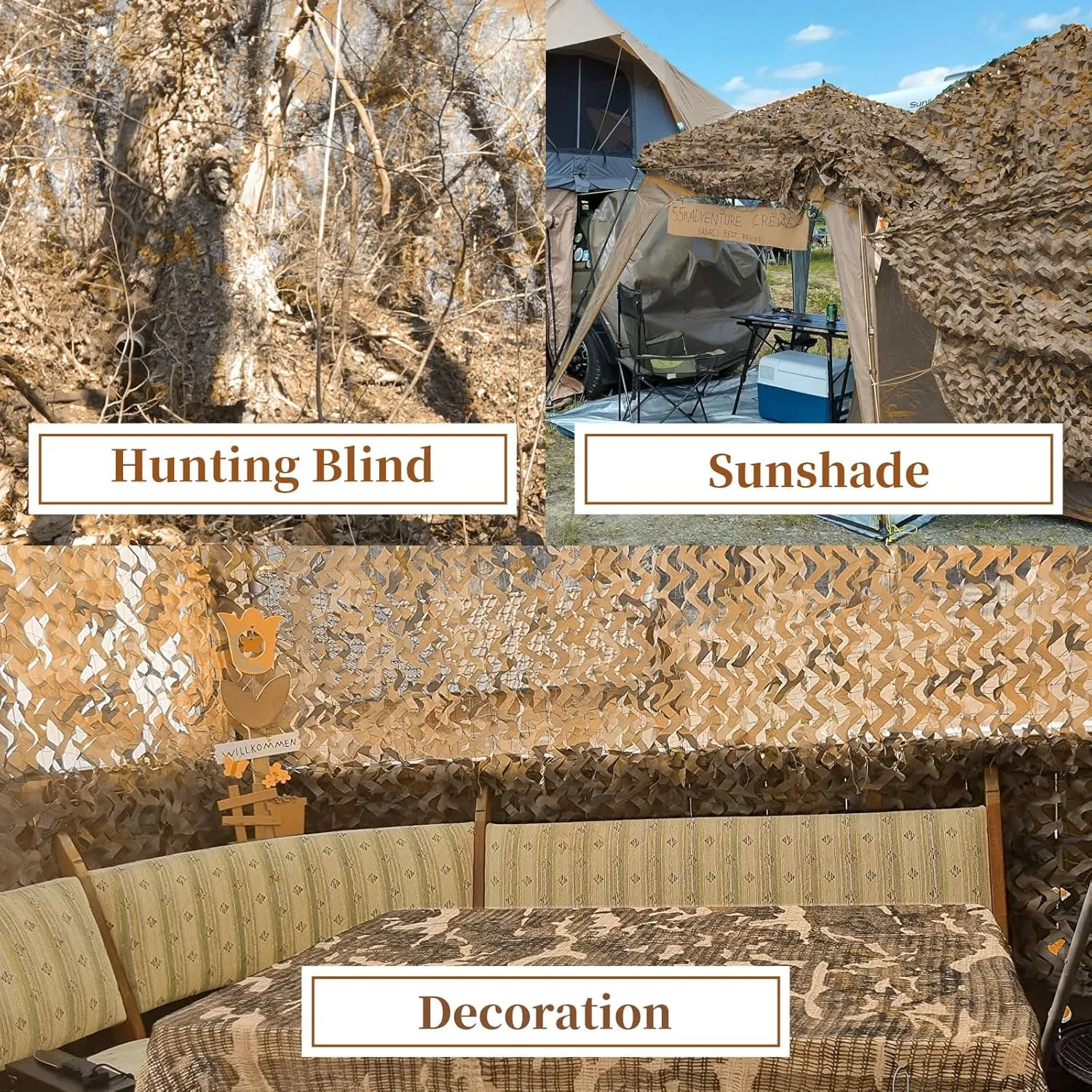 Camo Netting Camouflage Net - Bulk Roll Military Theme Party Decorations Camping Netting Camo net Sunshade Camo Mesh Tarp for Hunting Blind