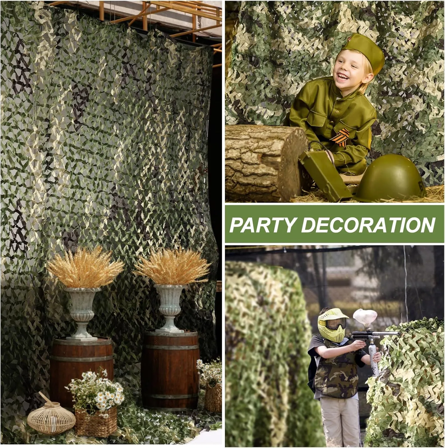 Camo Netting Camouflage Netting 6.5ft×10ft,10ft×10ft, 20ft×20ft,with Mesh Backing, Hunting Blind Nets, Sunshade Canopy, Army Tarp Fence Net for Party Decoration, Photograph and Car Cover