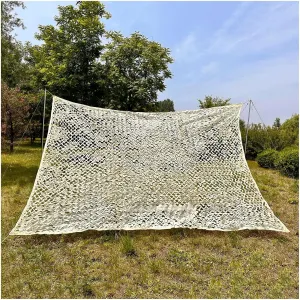 Camouflage Netting Beige Camo Net, Sun Shade Cover Garden Pergola Cover Greenhouse Covers Sunblock Shade Cloth Net Mesh Tarp Sunblock for Hunting Military Army Camo Netting Camping Tent