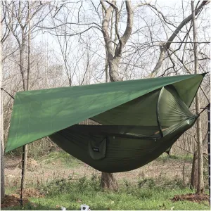 Camp 260x140cm Outdoor Double Camping Hammock with Mosquito Net and Rain Fly Tarp Lightweight Parachute Hammocks Travel Hiking Strong (03)