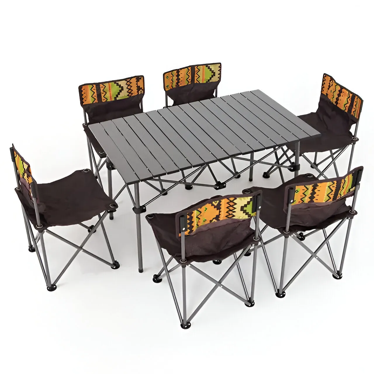 Camping Folding Table 120x55cm With 6 Chair Set