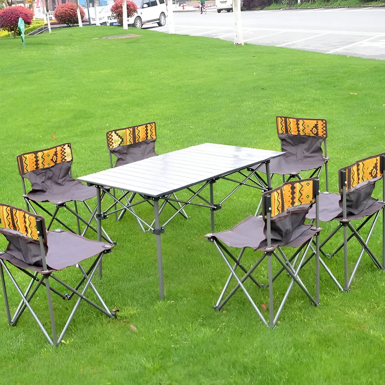 Camping Folding Table 120x55cm With 6 Chair Set