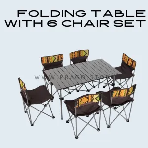 Camping Folding Table 120x55cm With 6 Chair Set