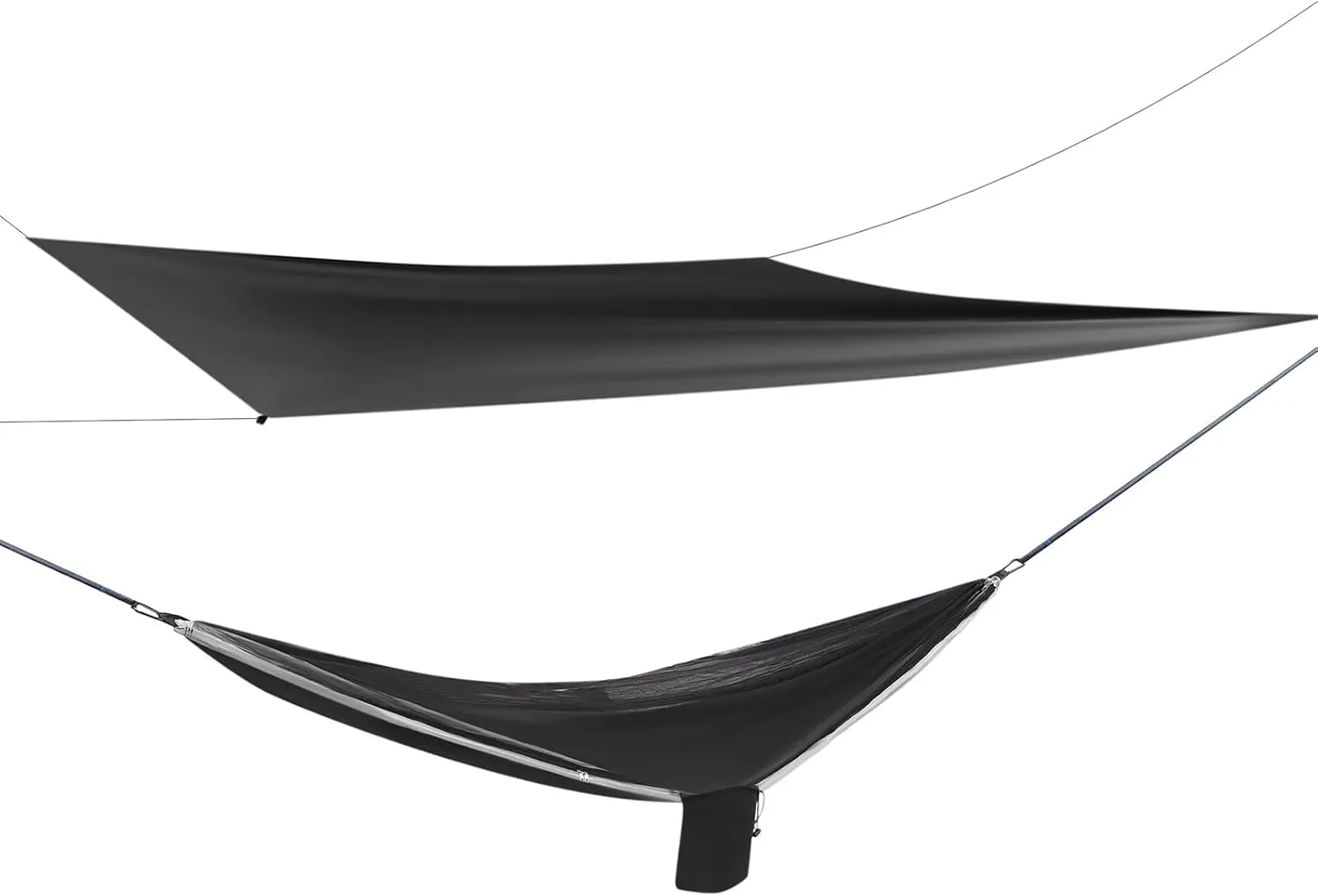 Camping Hammock, Hammocks with Sun Shade Tent and Rain Fly Tarp, Hammock with Built-in Pocket for Backpacking and Travel, 440.9LBS Load-Bearing Capacity (Black, Grey)