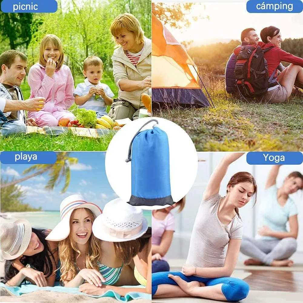 Camping Mat Waterproof Beach Blanket Outdoor Grounding Mat Mattress Picnic Pocket Carpet Rug Portable Folding Sleeping Bed Pad-Army Green_140x200CM