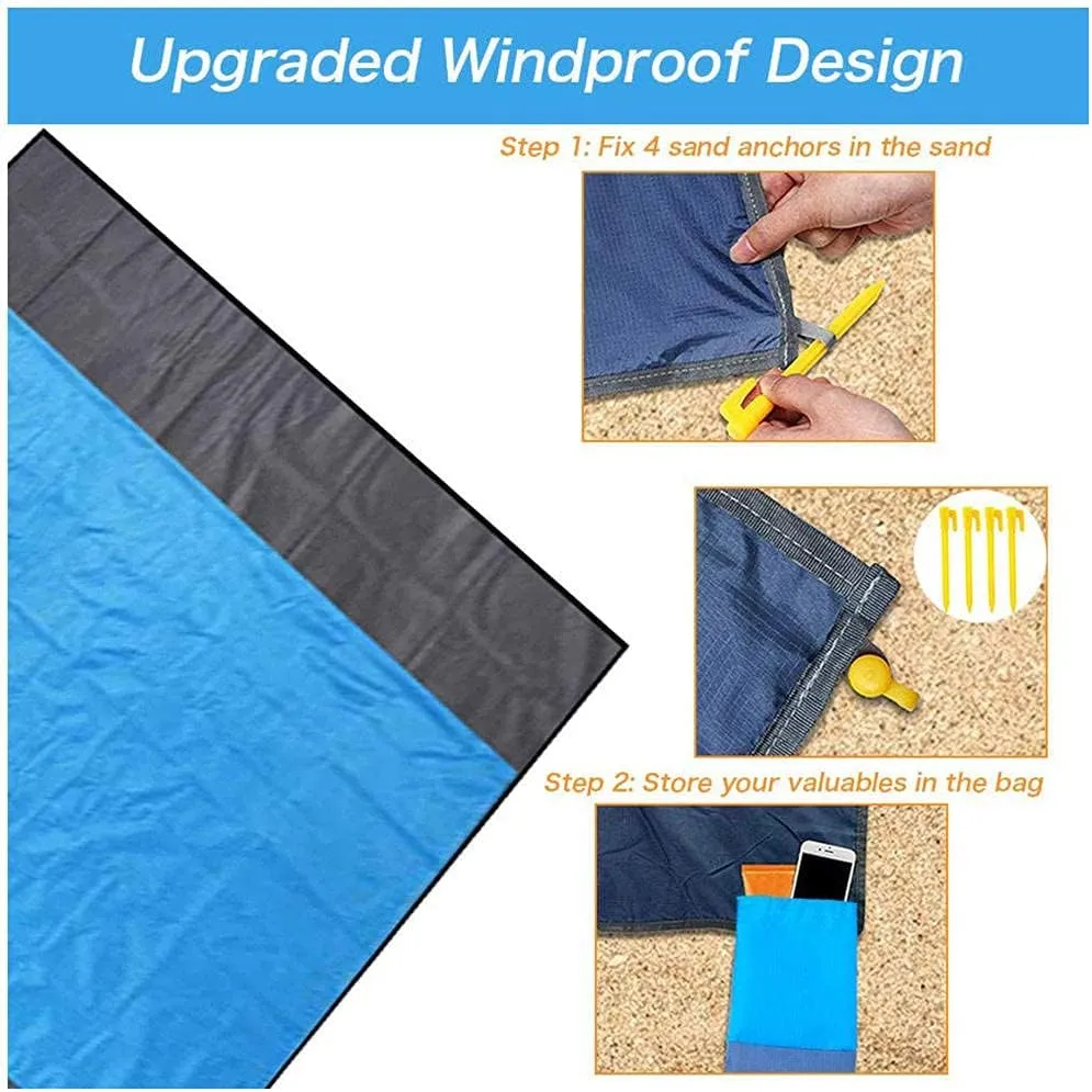 Camping Mat Waterproof Beach Blanket Outdoor Grounding Mat Mattress Picnic Pocket Carpet Rug Portable Folding Sleeping Bed Pad-Army Green_140x200CM
