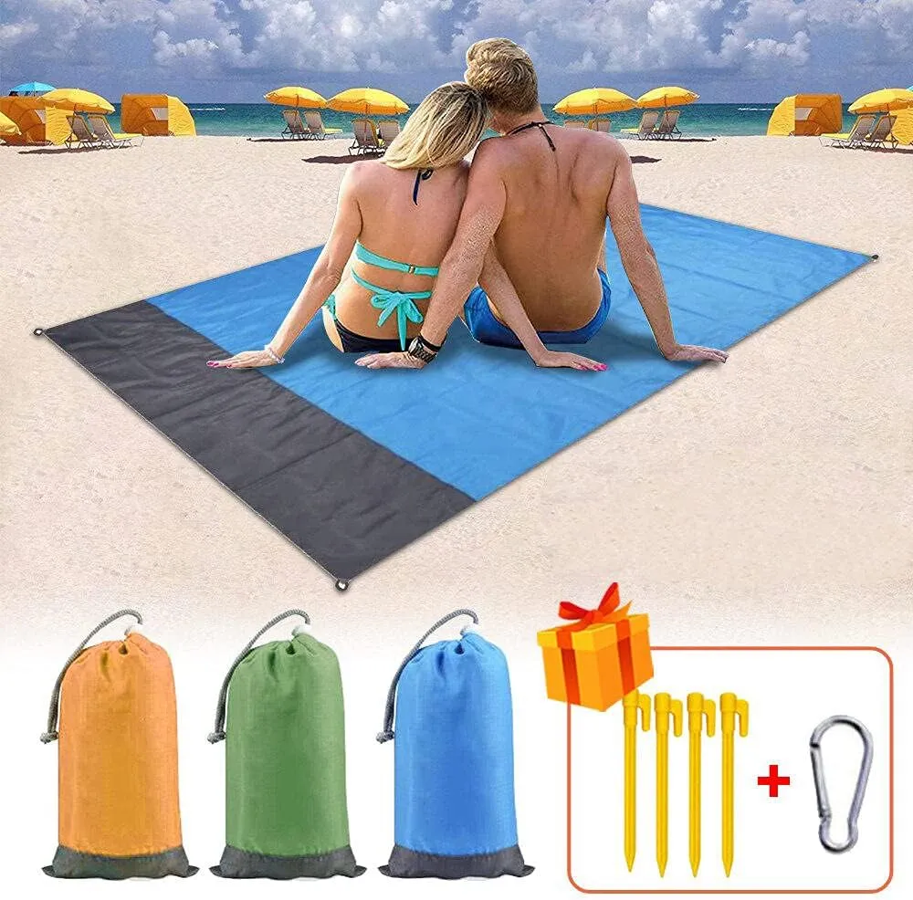 Camping Mat Waterproof Beach Blanket Outdoor Grounding Mat Mattress Picnic Pocket Carpet Rug Portable Folding Sleeping Bed Pad-Army Green_140x200CM