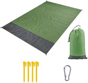 Camping Mat Waterproof Beach Blanket Outdoor Grounding Mat Mattress Picnic Pocket Carpet Rug Portable Folding Sleeping Bed Pad-Army Green_140x200CM