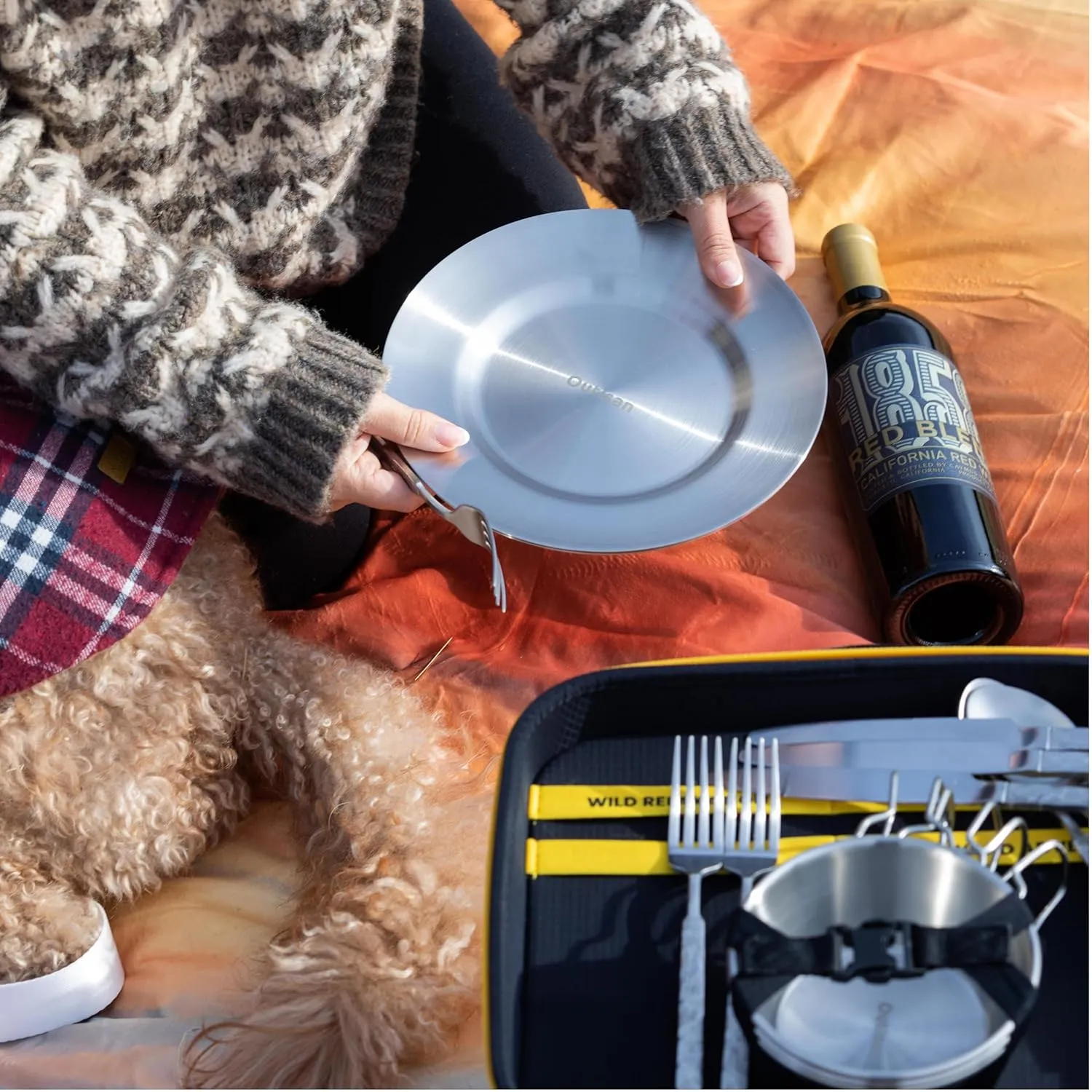 Camping Mess Kit - for Camping 3 Person boy Scout, Camping Essentials with Bowls Plates Cups Forks Spoons and Knives, Camping Cooking Set for Backpacking, Hiking, Picnic