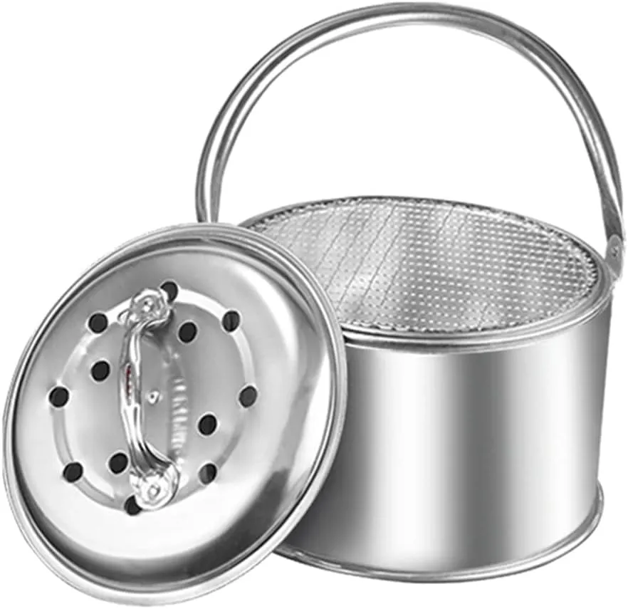 Camping Stove,Grill fire Pit with Stainless Steel Grill net,Portable Grill Wood Burning Stoves for Picnic BBQ Camp Hiking (Silver 31.5cm)
