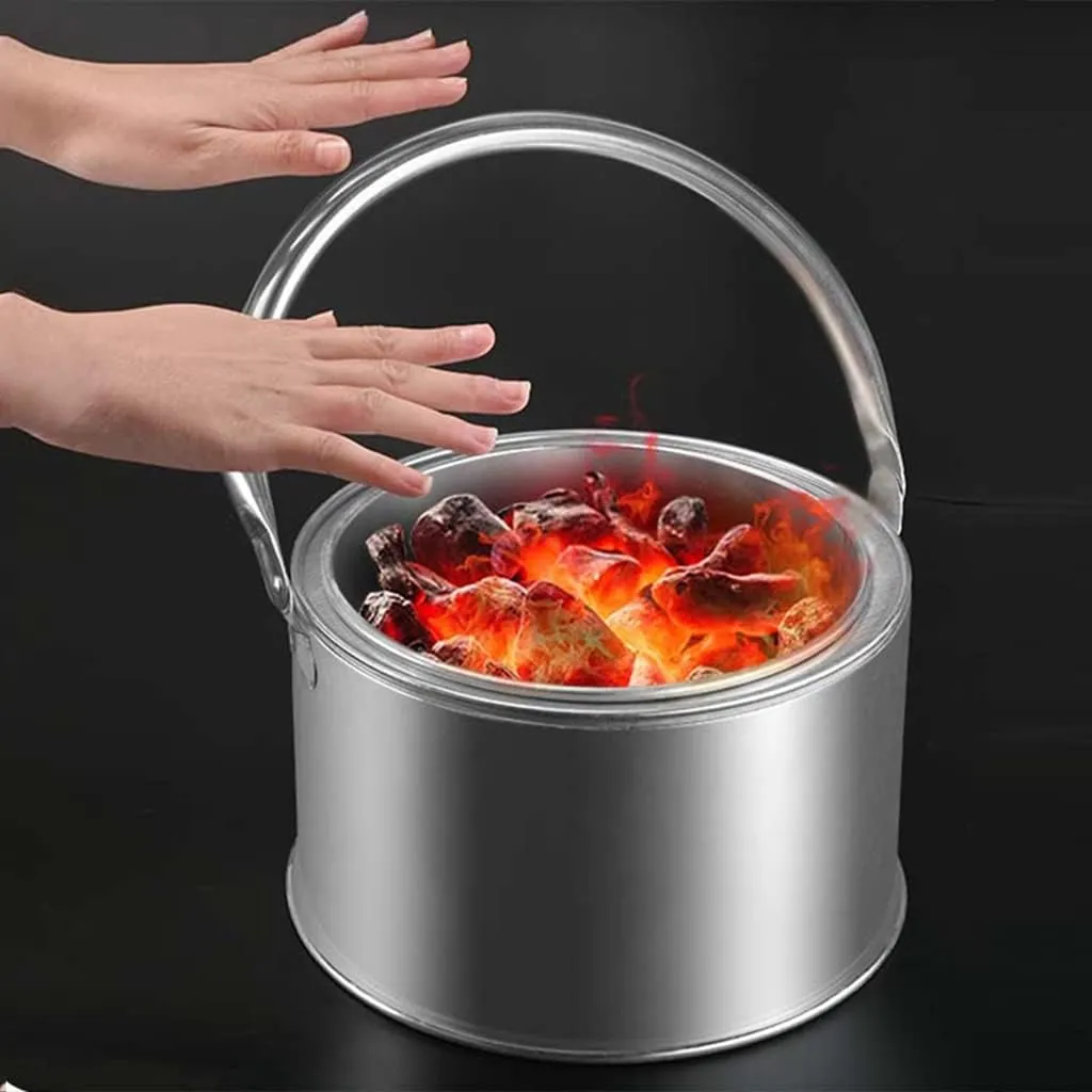 Camping Stove,Grill fire Pit with Stainless Steel Grill net,Portable Grill Wood Burning Stoves for Picnic BBQ Camp Hiking (Silver 31.5cm)
