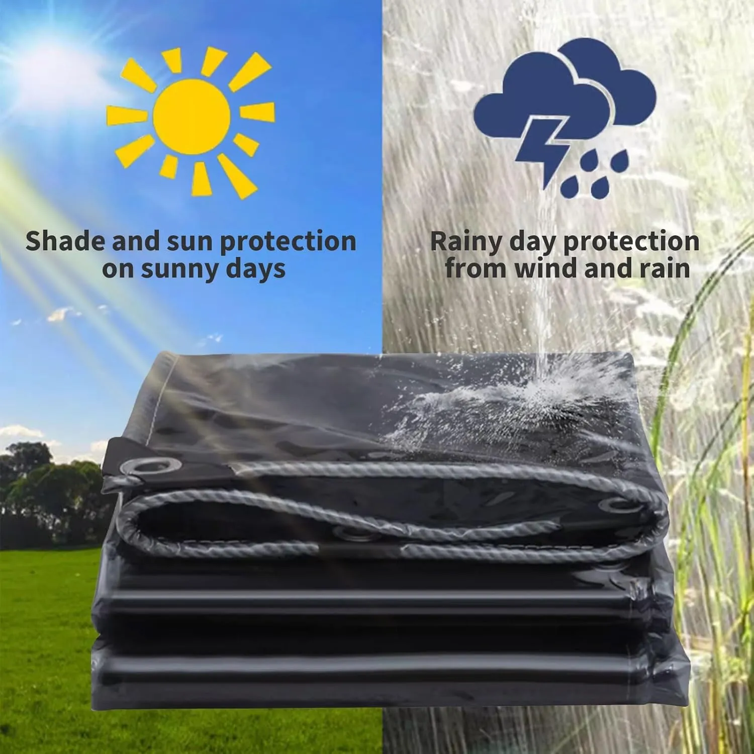 Camping Tarp, Clear PVC Tarp Heavy Duty Cover 0.45mm Thick, Grommet Every 50cm, s for Verandahs, Plant, Garden, Chicken, Patio(1x1.2m)