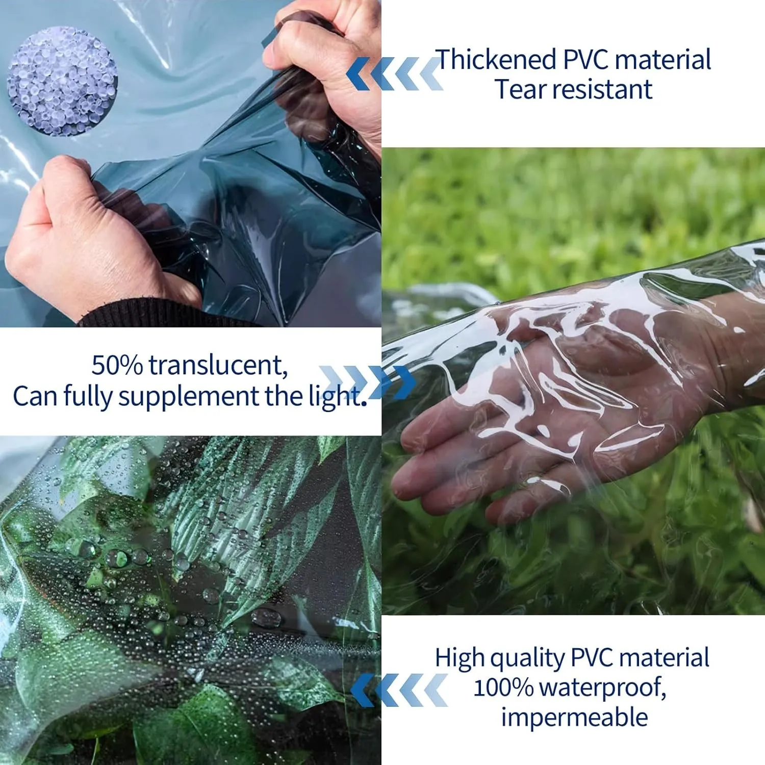Camping Tarp, Clear PVC Tarp Heavy Duty Cover 0.45mm Thick, Grommet Every 50cm, s for Verandahs, Plant, Garden, Chicken, Patio(1x1.2m)