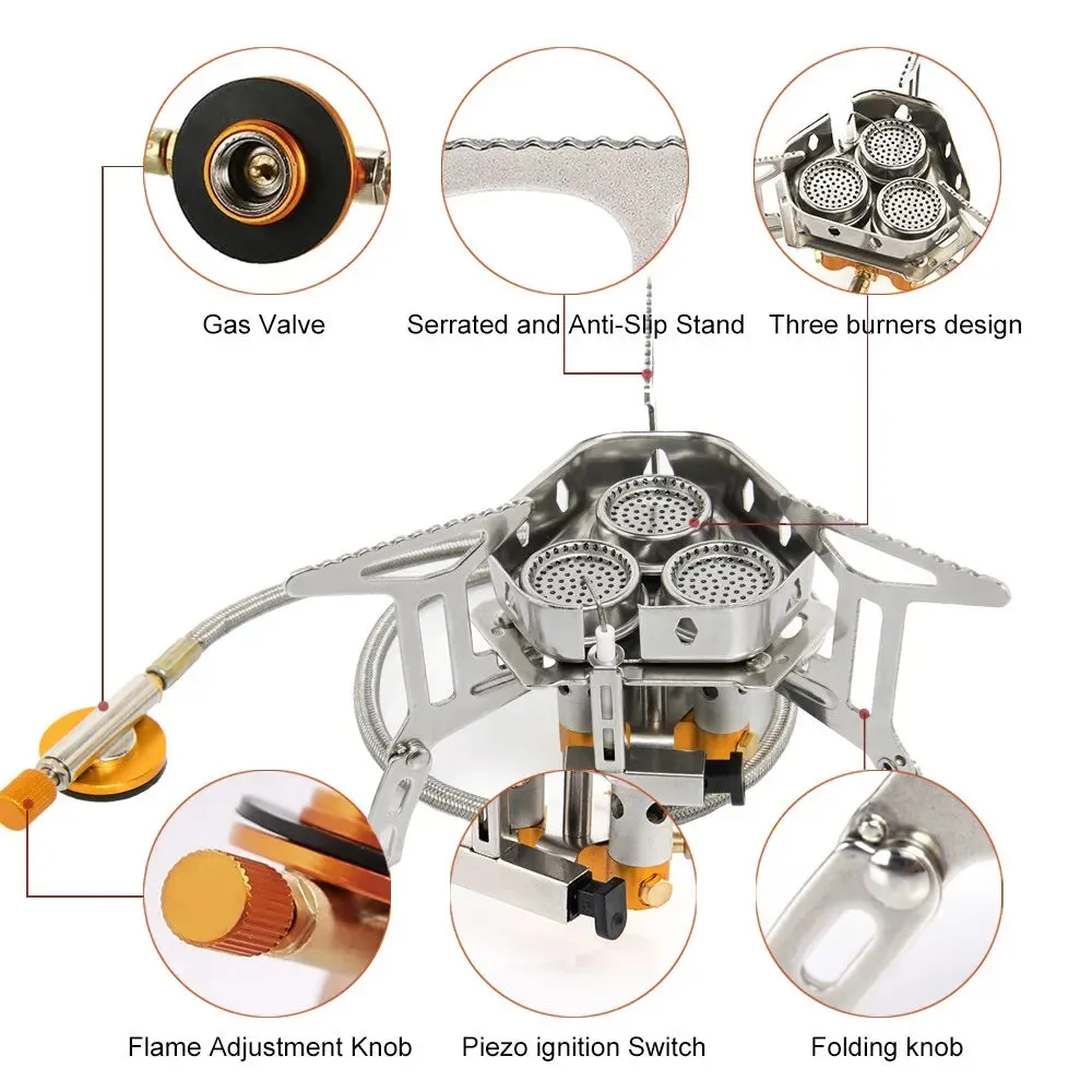 Camping Tourist Burner Big Power Gas Stove - Portable Furnace for Picnic, Barbecue, and Outdoor Recreation