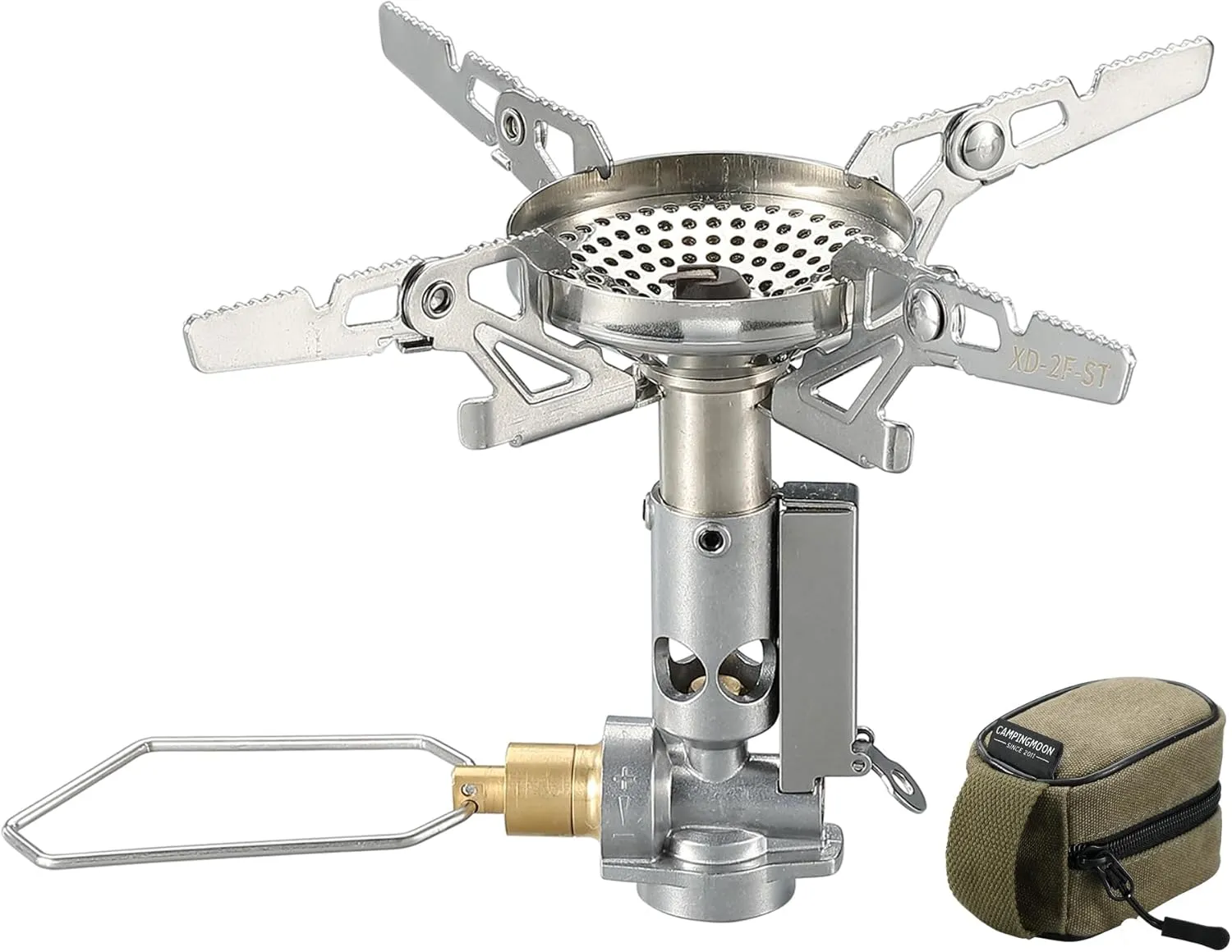 CAMPINGMOON Canister Top Stove Portable Compact Foldable w/Micro Regulator w/4Flex w/igniter XD-2F