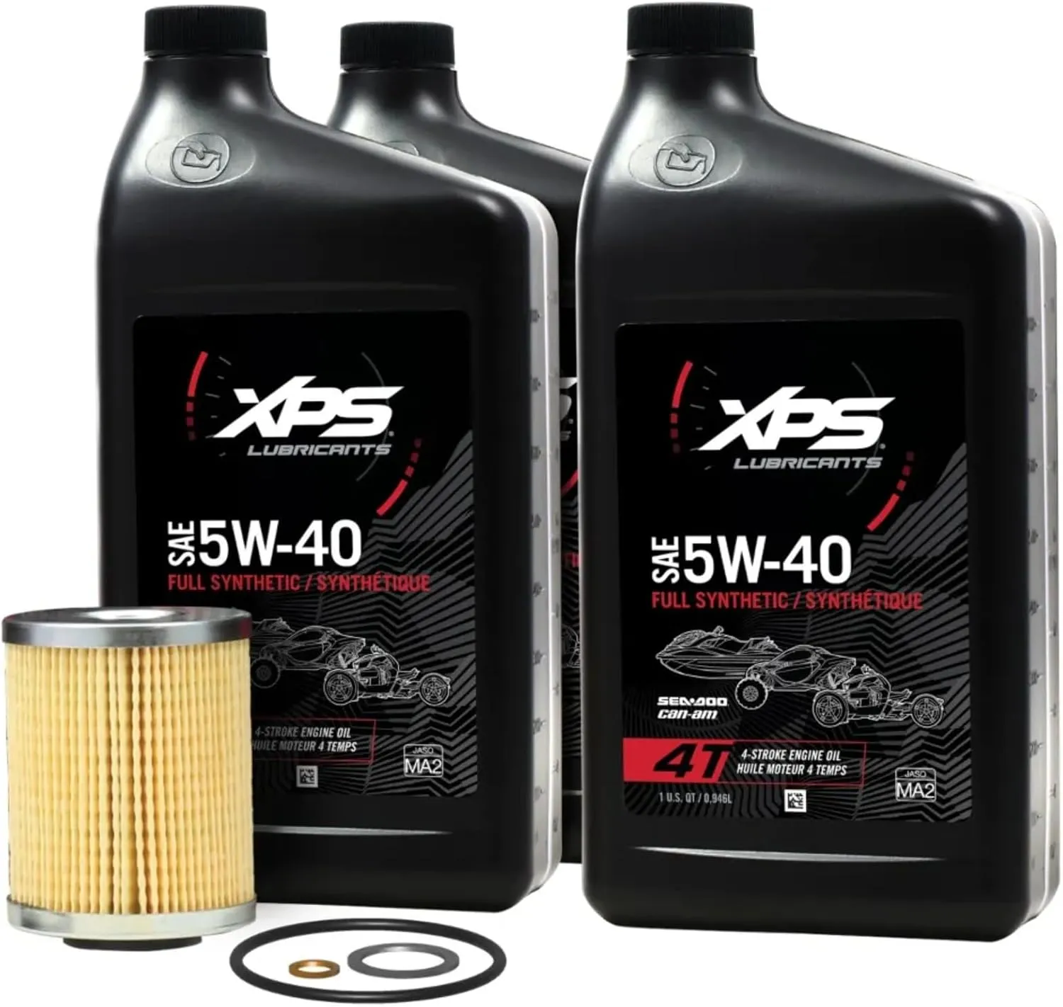 Can-Am New OEM 4T 5W-40 Synthetic Blend Oil Change Kit, Rotax 600 cc, 9779298