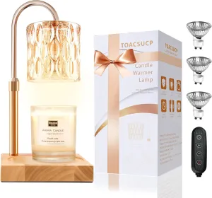 Candle Warmer Lamp with 3 Bulbs, Adjustable Height Dimmable Candle Warmer with Timer, Candle Lamp with Charming Gift Box Ribbon, Mothers Day Birthday Gifts for Women Mom