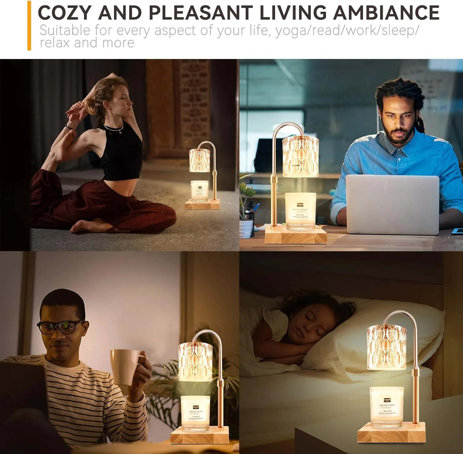 Candle Warmer Lamp with 3 Bulbs, Adjustable Height Dimmable Candle Warmer with Timer, Candle Lamp with Charming Gift Box Ribbon, Mothers Day Birthday Gifts for Women Mom