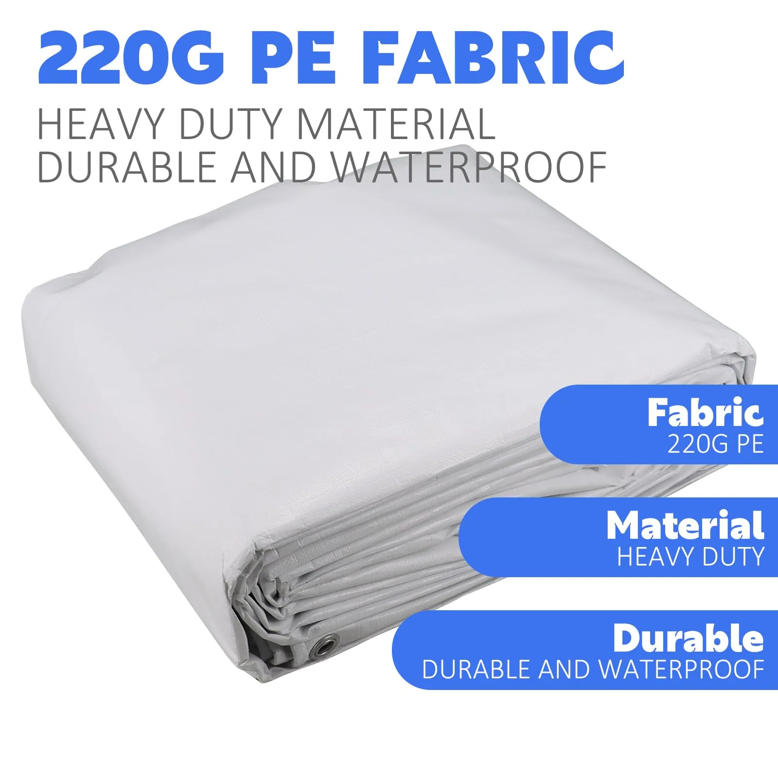 Canopy Replacement Cover for 10' x 20' Carport Frame, 200G Heavy Duty Replacement Top Cover for Car Garage, Waterproof & UV Protected Tarp with 48 Ball Bungees (Only Cover, Frame Not Included), White