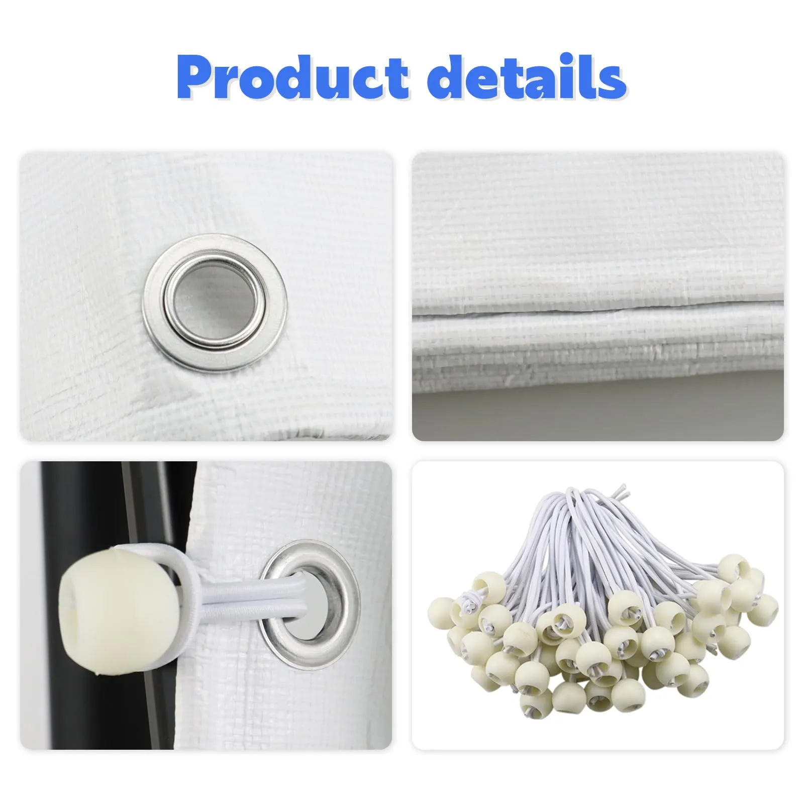 Canopy Replacement Cover for 10' x 20' Carport Frame, 200G Heavy Duty Replacement Top Cover for Car Garage, Waterproof & UV Protected Tarp with 48 Ball Bungees (Only Cover, Frame Not Included), White