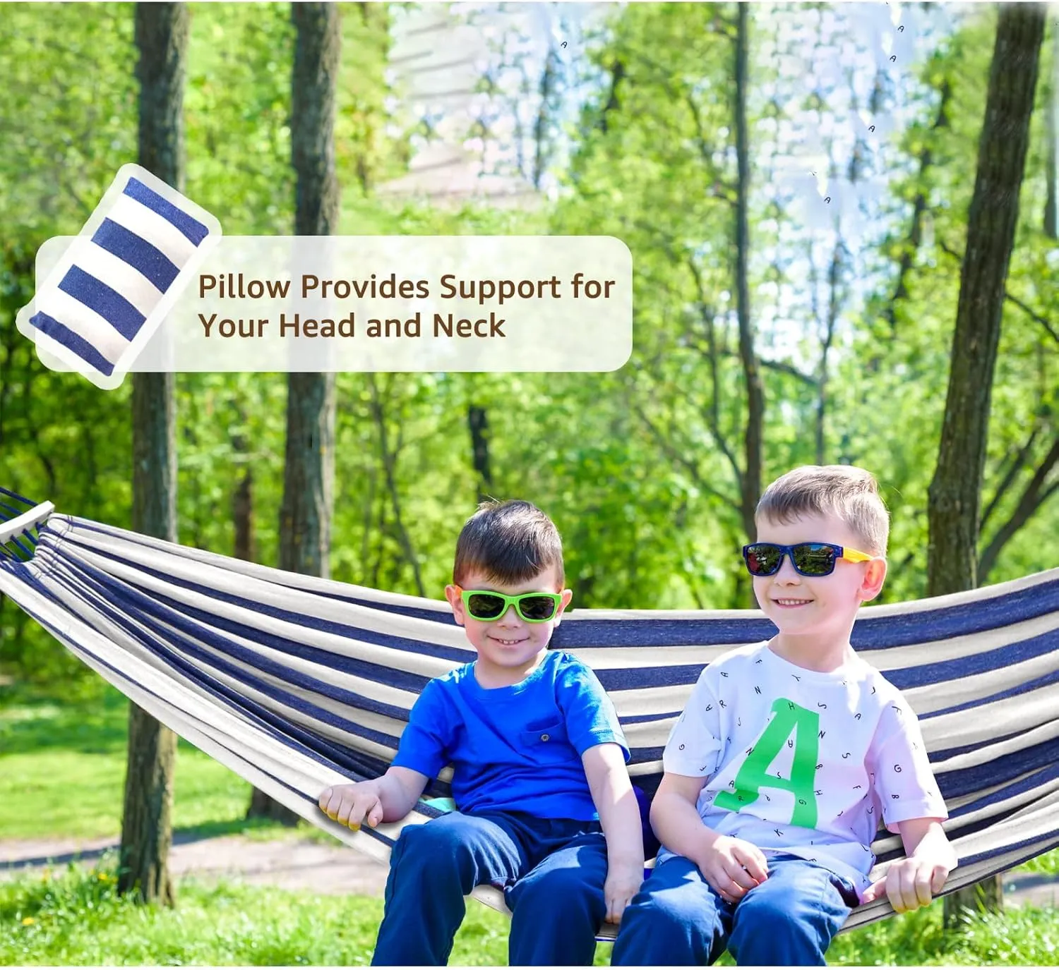 Chihee Cotton Hammock Large Soft Breathable Camping Hammock Holds Up to 660lbs Portable Tree Hammock with Detachable Spreader Bar Pillow 2 Strong Webbings 2 Carabiners Patio Garden Indoor Outdoor