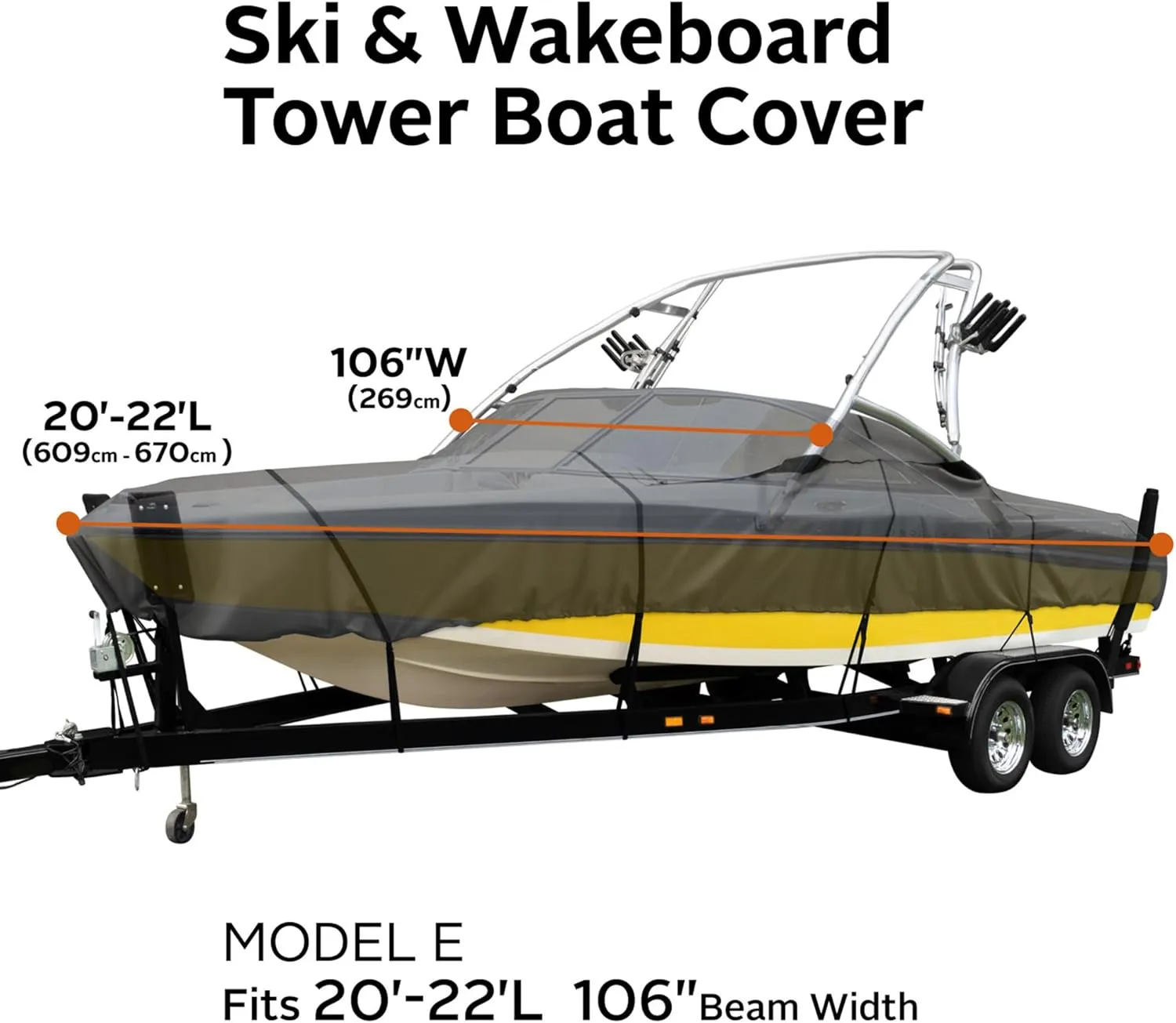Classic Accessories StormPro Heavy-Duty Ski & Wakeboard Tower Boat Cover, Fits boats 20 - 22 ft long, beam width to 106 in wide