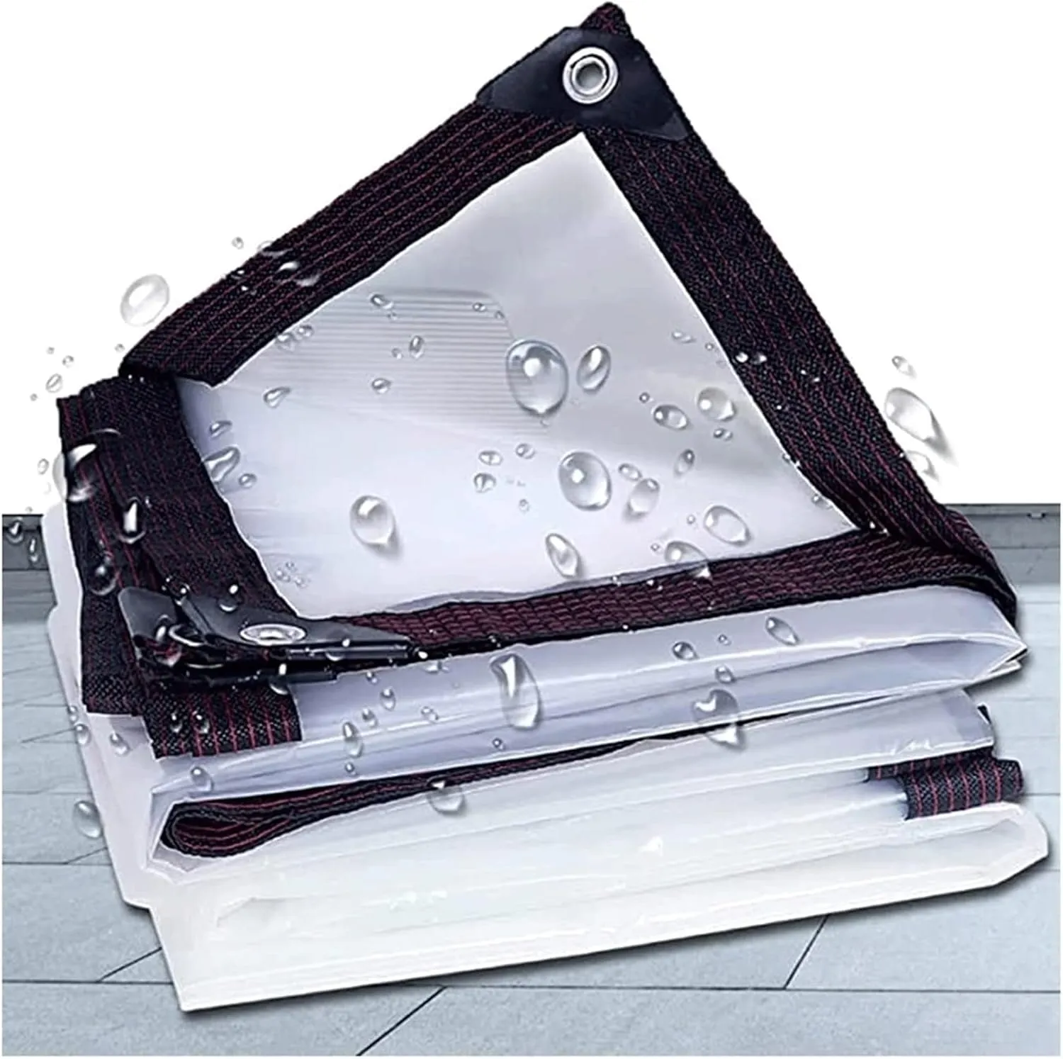Clear Tarpaulin Sheet with Eyelets Canopies Foldable Heavy Duty Clear Weatherproof Tarp for Greenhouse Garden Canopy Balcony Tent (2x4m)