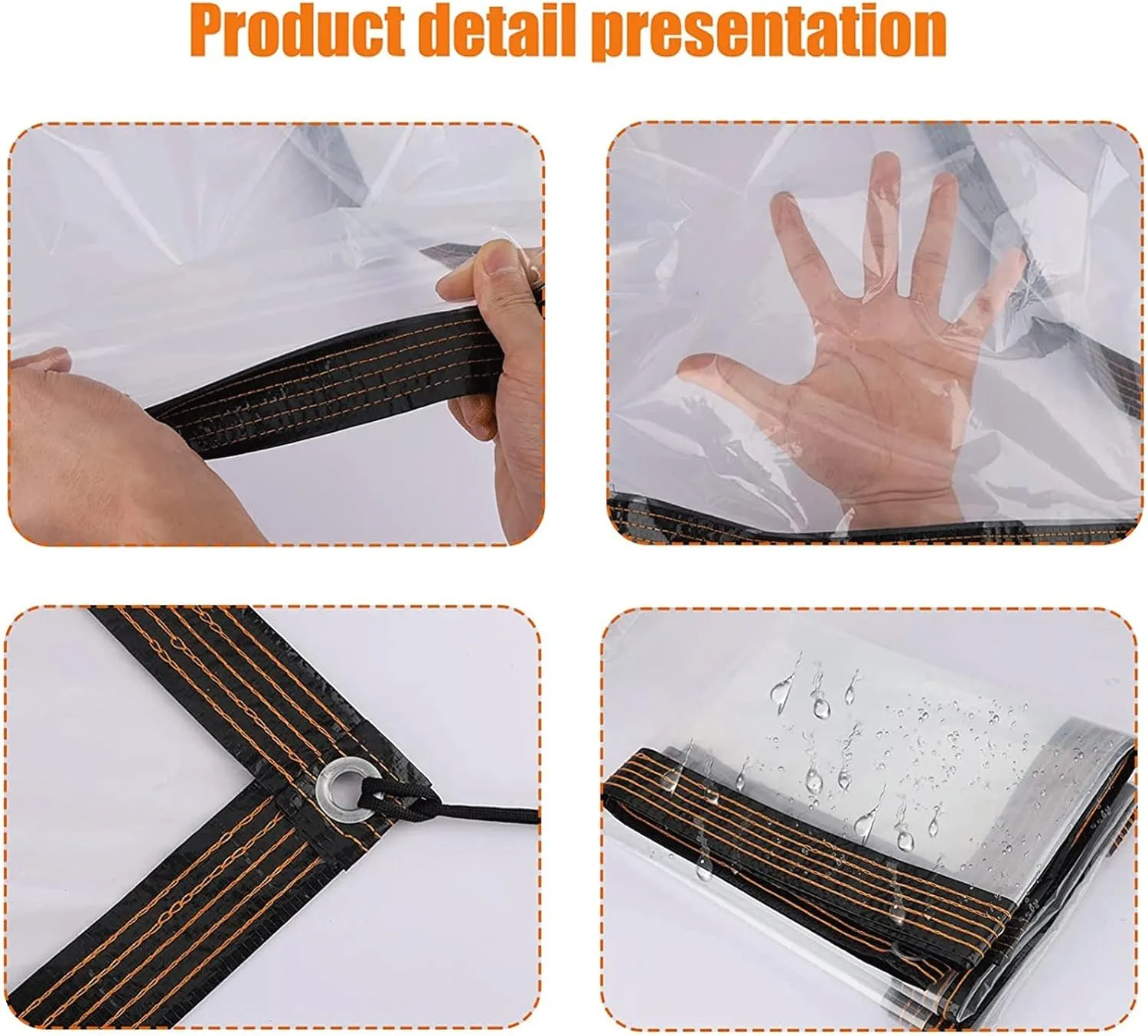 Clear Tarpaulin Sheet with Eyelets Canopies Foldable Heavy Duty Clear Weatherproof Tarp for Greenhouse Garden Canopy Balcony Tent (2x4m)