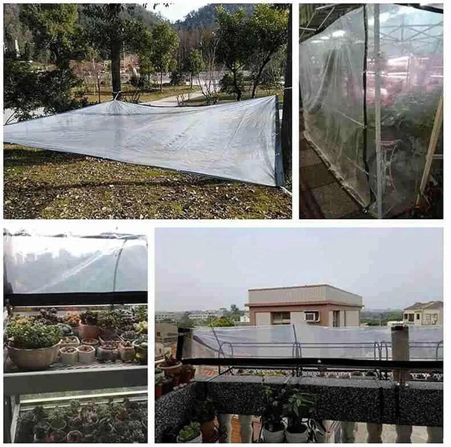 Clear Tarpaulin Sheet with Eyelets Canopies Foldable Heavy Duty Clear Weatherproof Tarp for Greenhouse Garden Canopy Balcony Tent (2x4m)